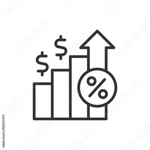 Increase capital icon in line design. Capital, investment, growth, increase, finance, strategy, assets on white background vector. Increase capital editable stroke icon
