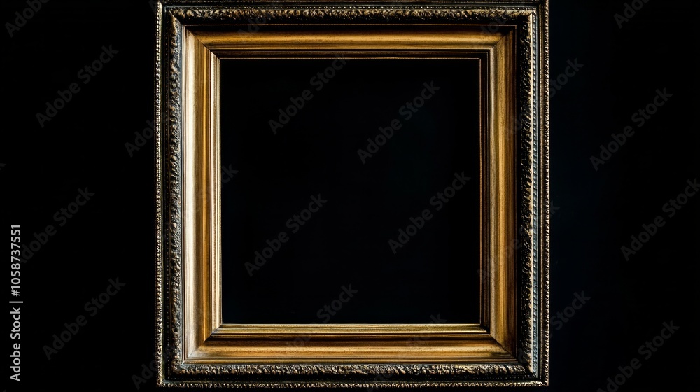 A gold framed picture frame with a black background A gold framed picture frame with a black background