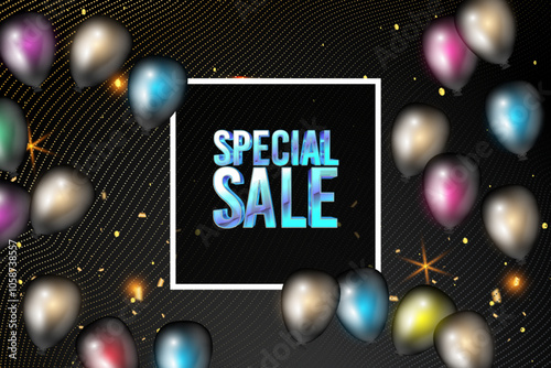 special sale background with colorful balloons