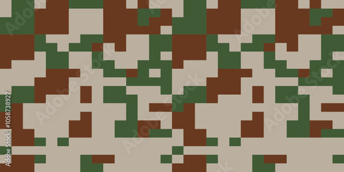 Camouflage Pattern Background Seamless Vector Illustration. Classic Clothing Style Masking Camo Repeat Print. Military Camouflage Pants