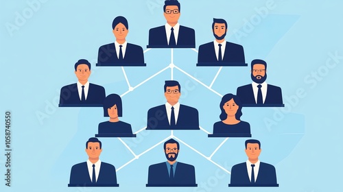 vector icon for a hierarchical organizational chart, Organizational company department heads. subordinate management structure of the business. Entrepreneur manager employee 