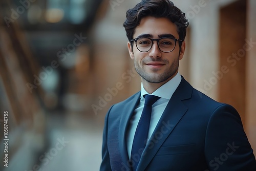 Confident Man in Suit and Glasses Headshot