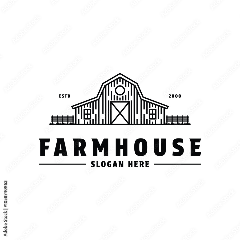 Fototapeta premium farmhouse barn warehouse logo design concept vintage retro style