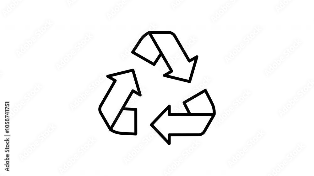 Recycling symbol. Black color line icon animation. 4K video with transparent background Recycling symbol. Black color line icon animation. 4K video with transparent background