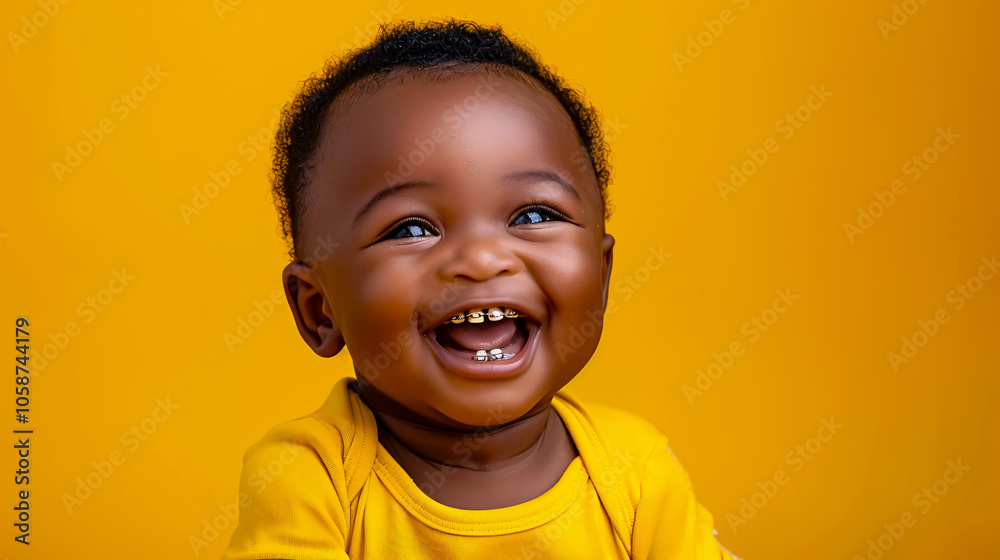 Portrait of a cute Asian American baby boy in a purple tee shirt, laughing against a purple background. Portrait of a cute Asian American baby boy in a purple tee shirt, laughing against a purple background.