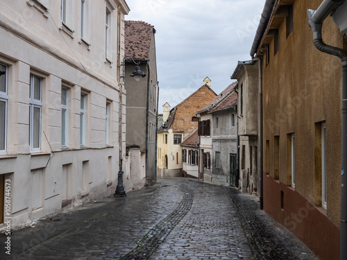 narrow street in the town, Sibiu, Romania