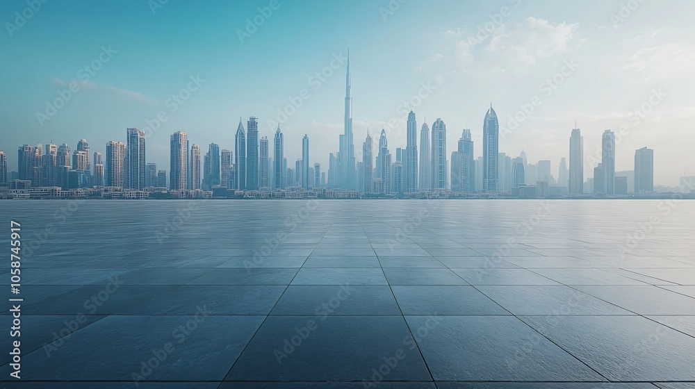 Manhattan, Dubai, Shanghai, and Hong Kong City Centers with Platforms, Roads, Parking Lots, and Brick Pavements for Car Advertisement Background Manhattan, Dubai, Shanghai, and Hong Kong City Centers with Platforms, Roads, Parking Lots, and Brick Pavements for Car Advertisement Background