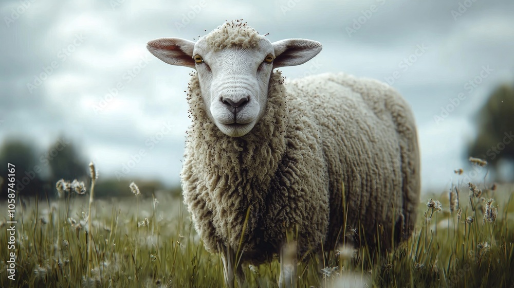 Sheep With Dirty Wool Grazing In A Meadow Sheep With Dirty Wool Grazing In A Meadow