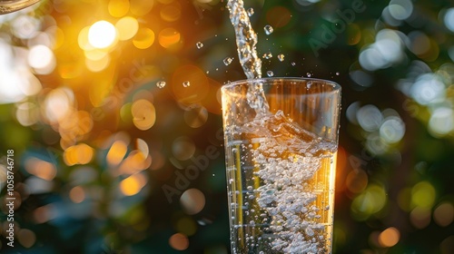 Stream of Clean Water Pouring Into a Glass, Symbolizing the Vital Role of Purification Technology in Providing Healthy, Refreshing Drinking Water That Tastes Great