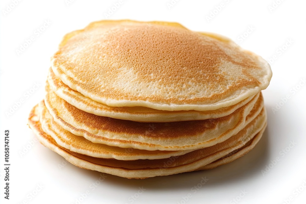 Stack of Fluffy Pancakes on a White Background Ready for Breakfast or Brunch Enjoyment Stack of Fluffy Pancakes on a White Background Ready for Breakfast or Brunch Enjoyment