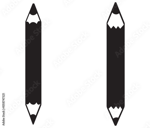 Set of pencils, Black and white pencils, Silhouette pencil icon