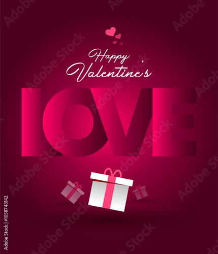 Happy Valentine's Day creative love composition of the hearts Vector illustration Valentine's Day greeting card templates with realistic of beautiful background