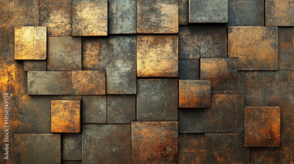 Rustic weathered parchment texture with a metallic cubic design creating an ancient and grungy background Rustic weathered parchment texture with a metallic cubic design creating an ancient and grungy background