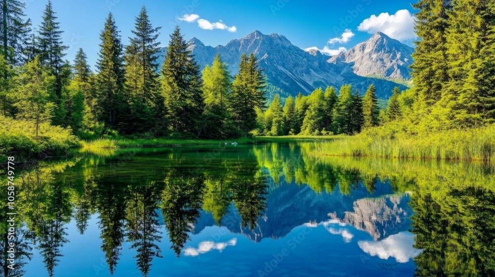 A beautiful mountain range with a lake in the middle A beautiful mountain range with a lake in the middle