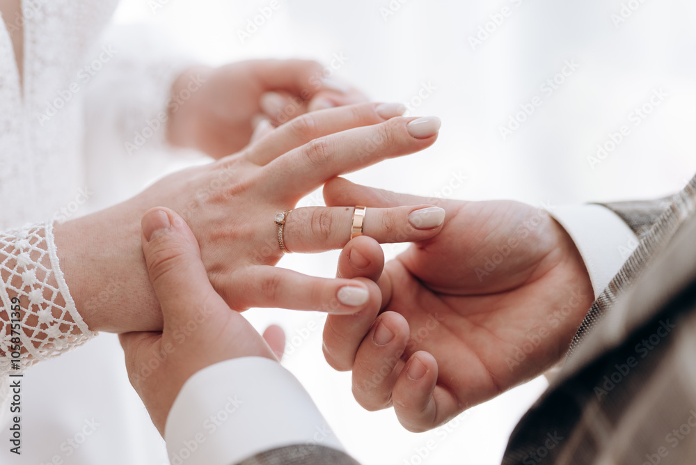 bride and groom holding hands
