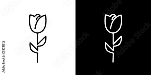 Flower stalk outline background abstract line vector design isolated graphic