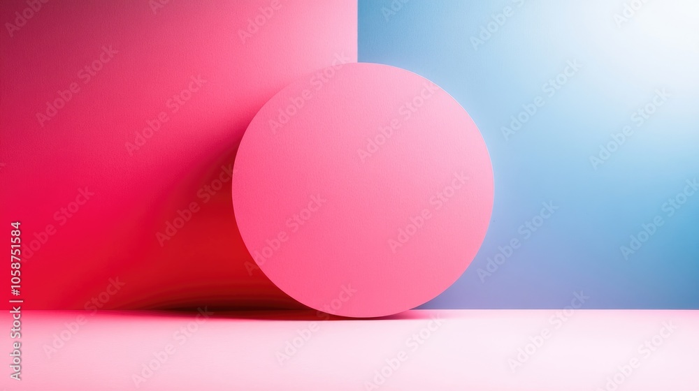 Trendy duotone blue and pink paper backdrop representing yin and yang Minimalist mockup for product announcements