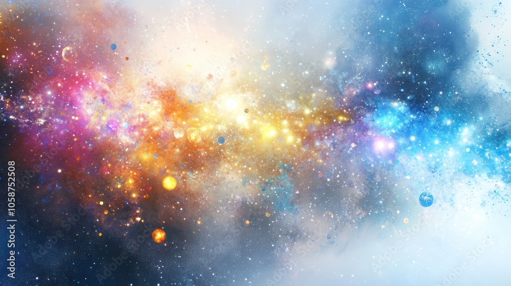 Naklejka premium dimension, featuring a cosmic dance of stars and light. The stars shimmer and twinkle,