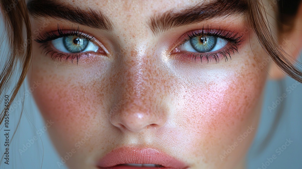 A woman with blue eyes and red hair A woman with blue eyes and red hair