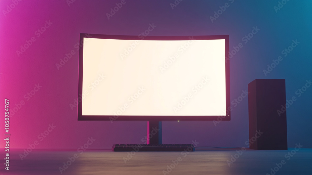 a computer monitor with a blank white screen a computer monitor with a blank white screen