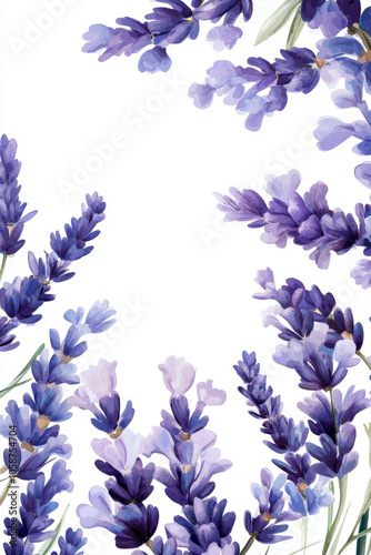 Flowers painted with purple watercolor on white background