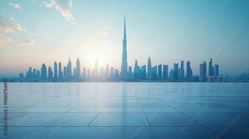 Manhattan, Dubai, Shanghai, and Hong Kong City Centers with Platforms, Roads, Parking Lots, and Brick Pavements for Car Advertisement Background Manhattan, Dubai, Shanghai, and Hong Kong City Centers with Platforms, Roads, Parking Lots, and Brick Pavements for Car Advertisement Background