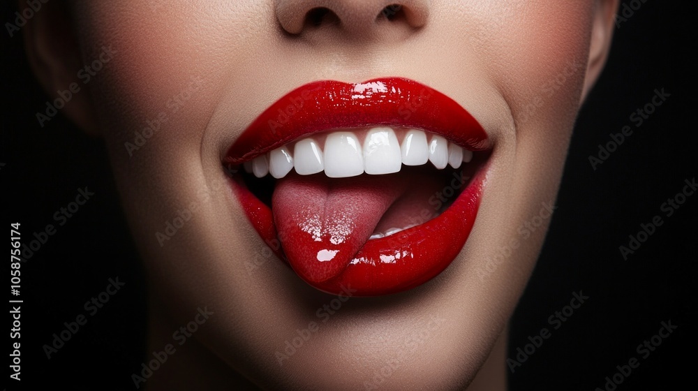 Fototapeta premium A woman with a tongue sticking out