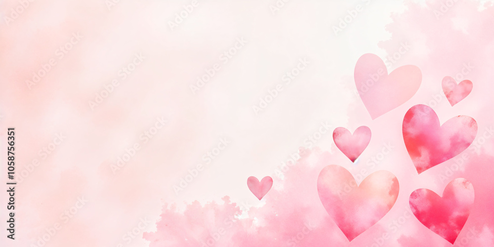 Valentine's day heard pattern in shades of pink and red painted with watercolors Valentine's day heard pattern in shades of pink and red painted with watercolors