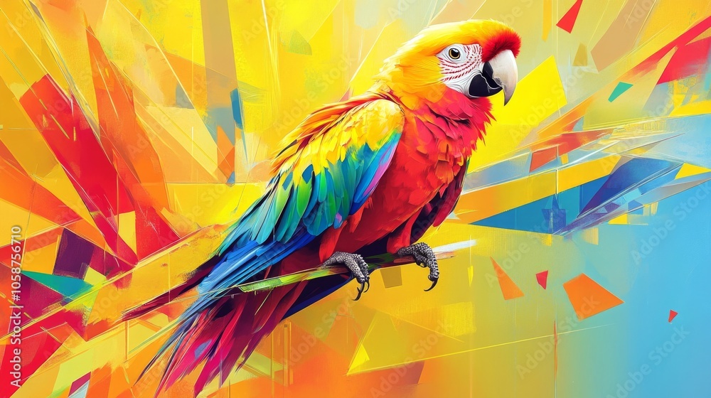 Obraz premium A colorful parrot is perched on a branch