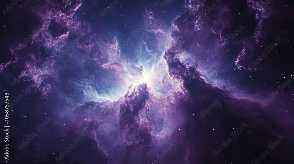 Fototapeta premium A purple cloud in the sky with stars