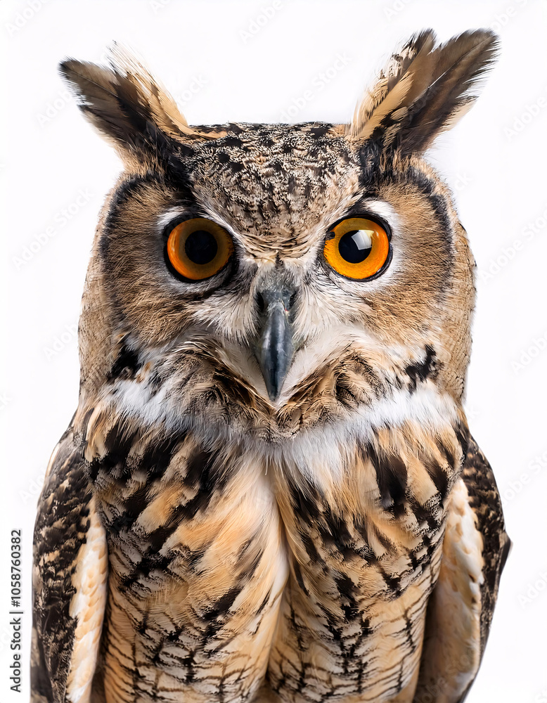 A majestic owl with piercing yellow eyes and detailed feathers A majestic owl with piercing yellow eyes and detailed feathers