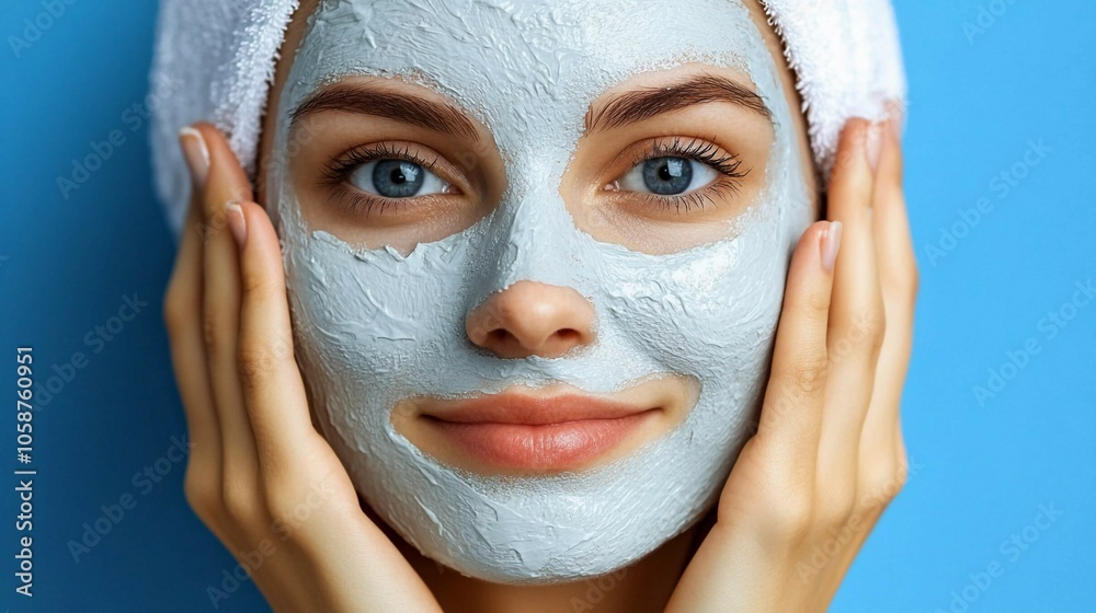 Young woman applying a facial mask at home in a bright and relaxing environment
