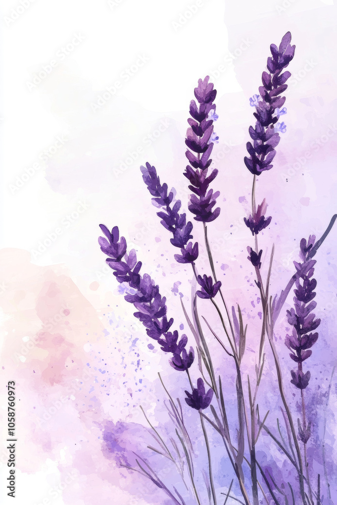 Naklejka premium Flowers painted with purple watercolor on white background