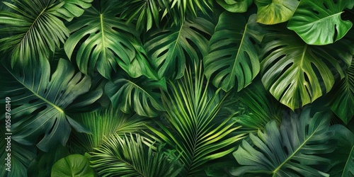 Wallpaper Mural Dense greenery in the jungle features palm leaves and gentle warmth, creating a vibrant atmosphere rich in tropical plant life and inviting ambiance. Torontodigital.ca
