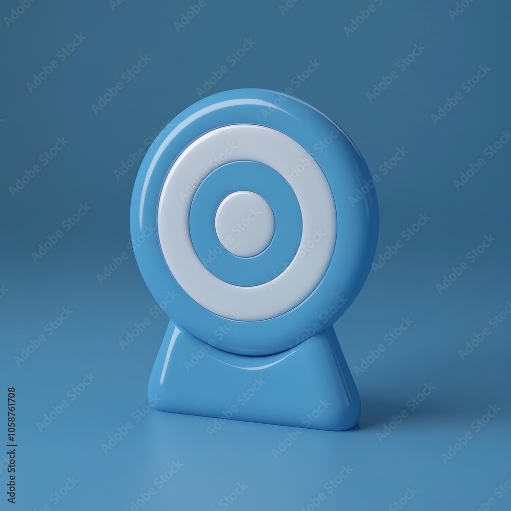 Minimalist Blue and White Target Sculpture on Plain Background Minimalist Blue and White Target Sculpture on Plain Background