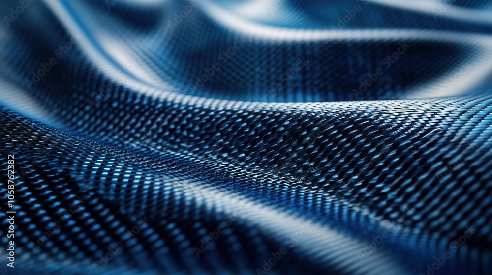 Close-up of a blue carbon fiber texture with a wavy pattern Close-up of a blue carbon fiber texture with a wavy pattern