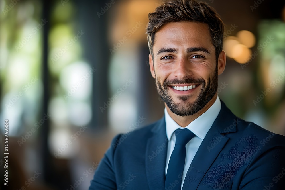 Handsome Businessman in Suit with Confident Smile and Bright Eyes Handsome Businessman in Suit with Confident Smile and Bright Eyes