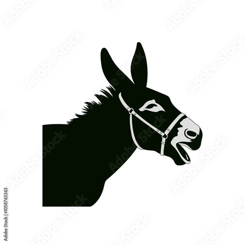 donkey silhouette vector, black donkey silhouette vector illustration on white background