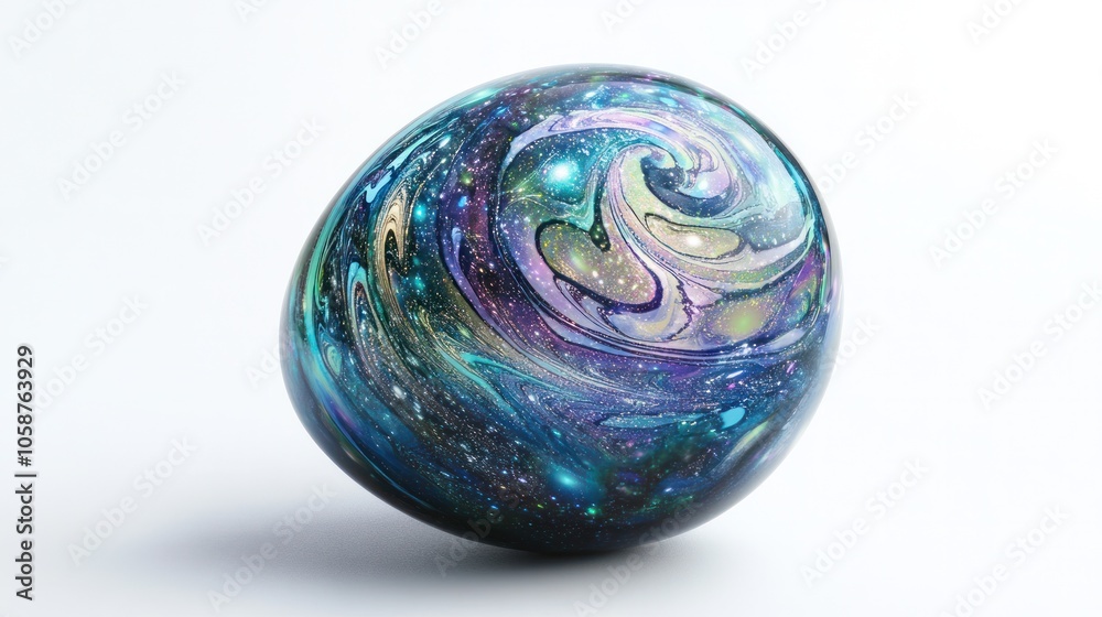 egg resting on a crystalline pedestal, surrounded by swirling clouds of color that blend into one another. egg resting on a crystalline pedestal, surrounded by swirling clouds of color that blend into one another.