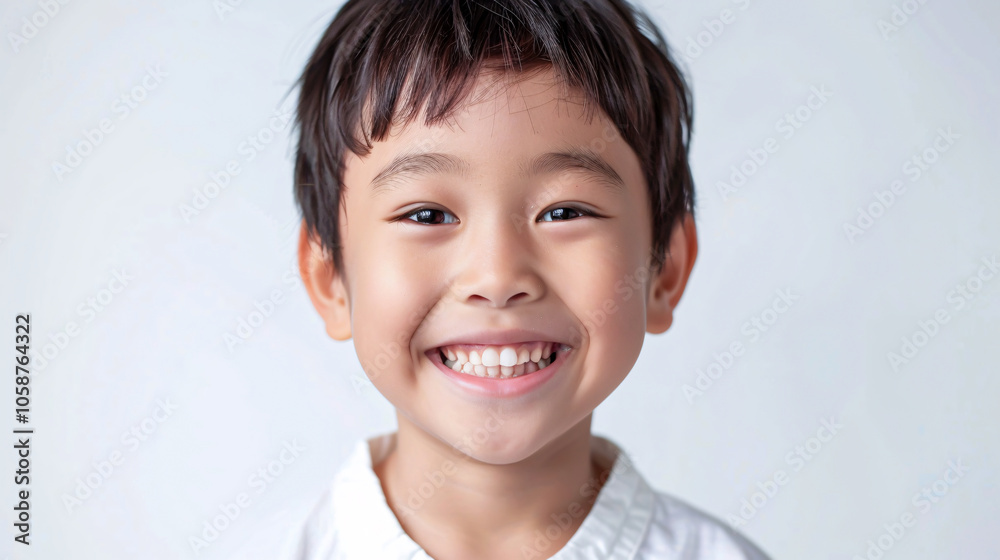 Portrait of a cute Asian boy smiling, isolated against a white background. Portrait of a cute Asian boy smiling, isolated against a white background.