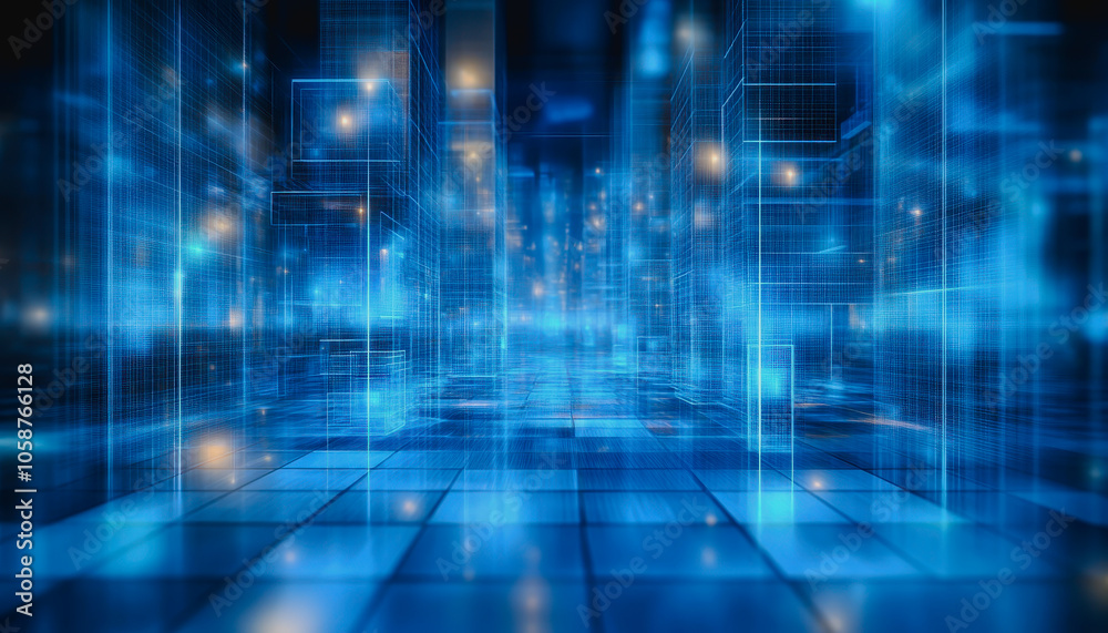 A stunning futuristic digital grid scene with vibrant blue glow effects, offering a dynamic perspective and abstract design perfect for technology concepts. A stunning futuristic digital grid scene with vibrant blue glow effects, offering a dynamic perspective and abstract design perfect for technology concepts.