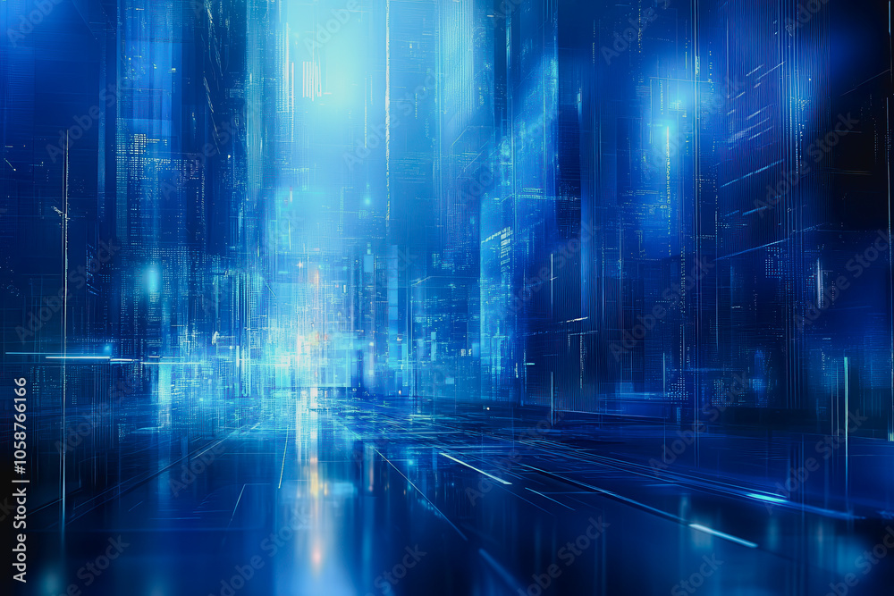 Immerse in a vibrant futuristic digital grid, showcasing luminous blue hues and abstract technology elements. Perfect for concepts of innovation. Immerse in a vibrant futuristic digital grid, showcasing luminous blue hues and abstract technology elements. Perfect for concepts of innovation.
