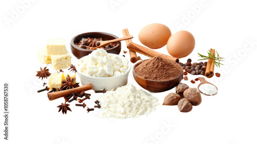 Baking ingredients, transparent background PNG