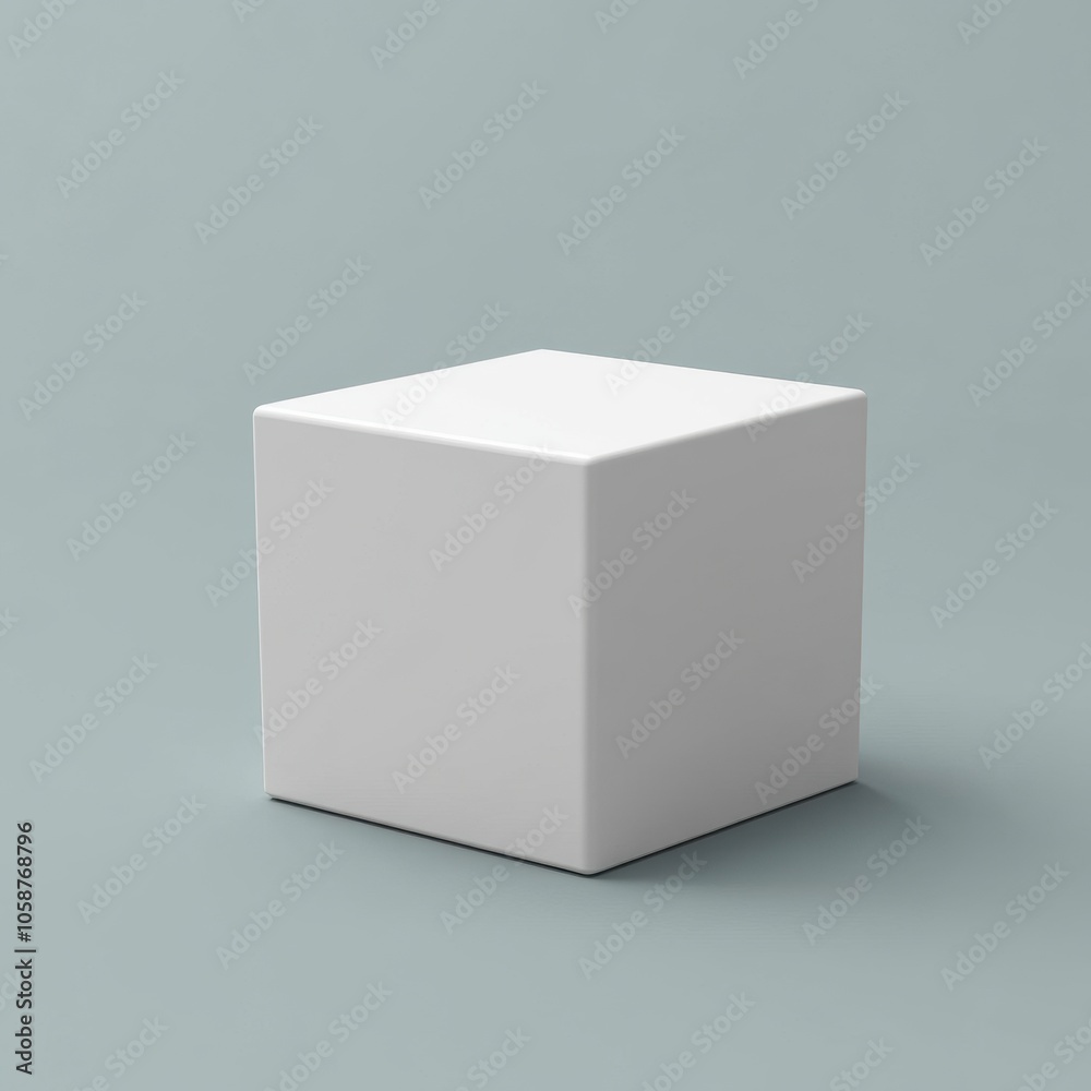 Minimalist White Cube on Soft Blue Background Minimalist White Cube on Soft Blue Background