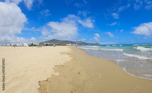 Fototapeta Naklejka Na Ścianę i Meble -  Panoramic view of Cabo Negro Beach, Martil. a beach resort in northern Morocco, to the north of Tetouan