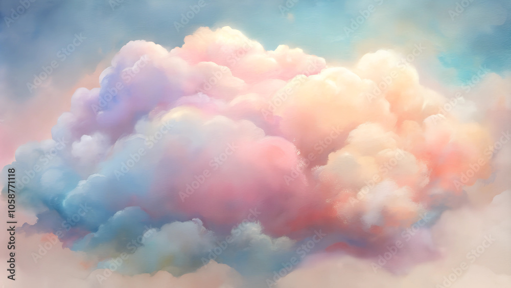 Soft pastel cloud with gentle hues in a serene sky, dreamy abstract background
Soft pastel cloud with gentle hues in a serene sky, dreamy abstract background