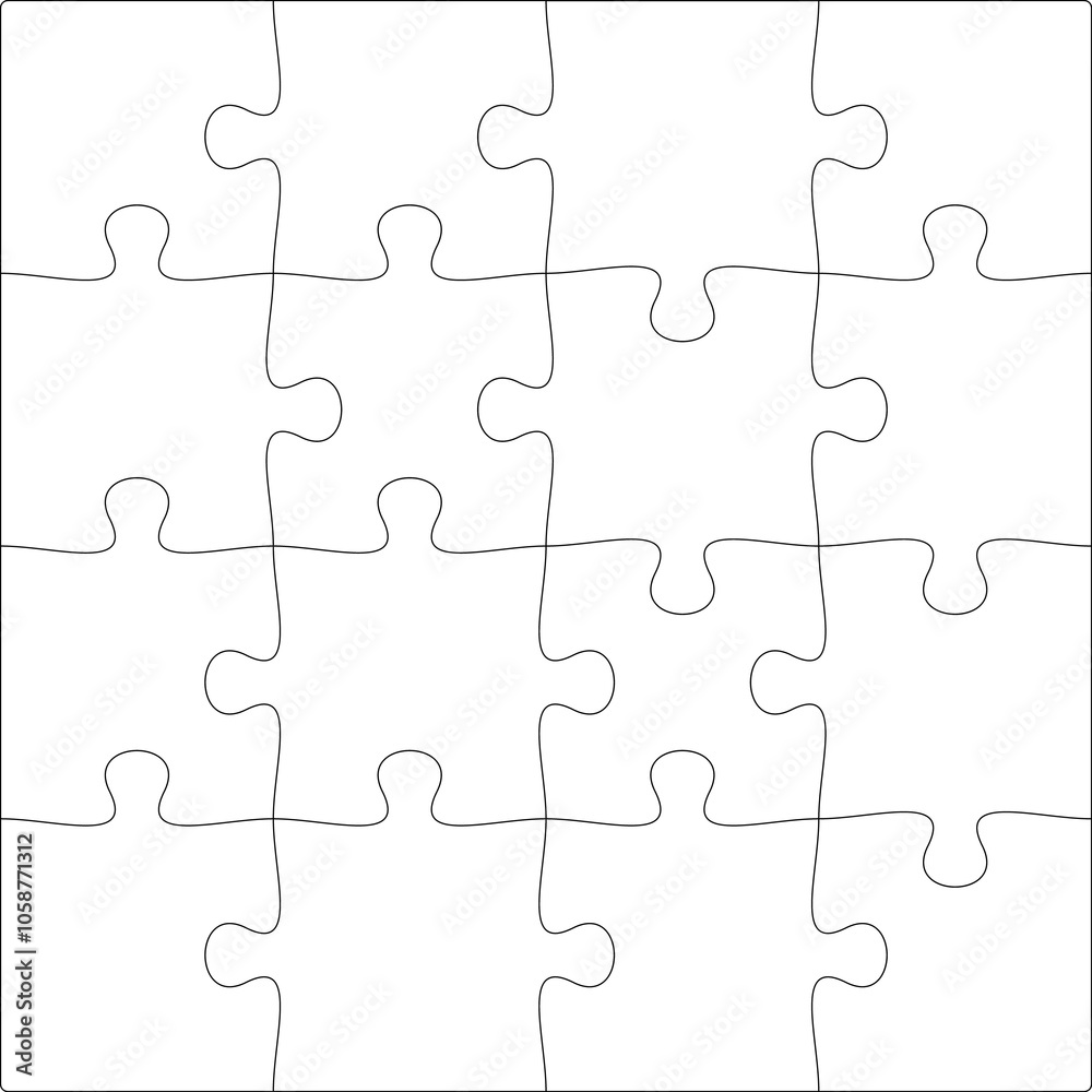 Puzzles grid template. Jigsaw puzzle pieces, thinking game and jigsaws detail frame design. Business assemble metaphor or puzzles game challenge Puzzles grid template. Jigsaw puzzle pieces, thinking game and jigsaws detail frame design. Business assemble metaphor or puzzles game challenge