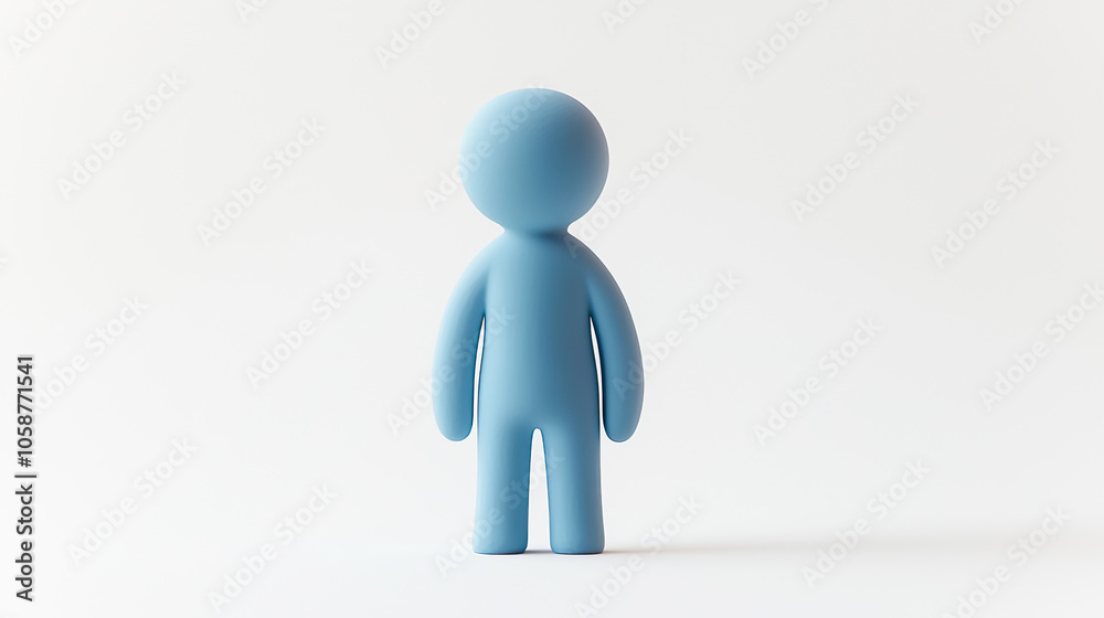 シンプルな顔のない青い人形の3Dイラスト シンプルな顔のない青い人形の3Dイラスト