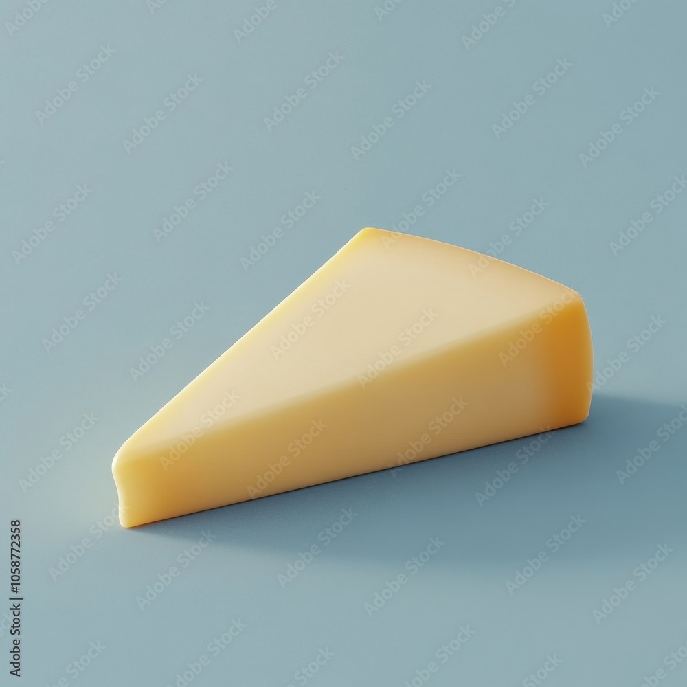 Minimalist Cheese Wedge on Serene Blue Background Minimalist Cheese Wedge on Serene Blue Background