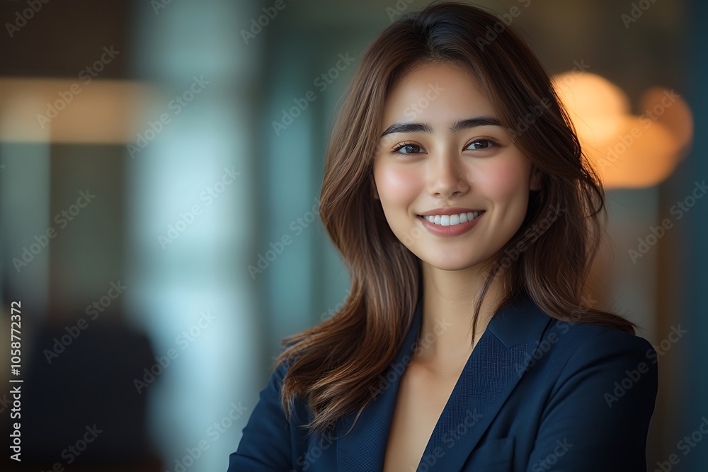 Portrait of a Confident Businesswoman Smiling in a Stylish Blazer. Portrait of a Confident Businesswoman Smiling in a Stylish Blazer.